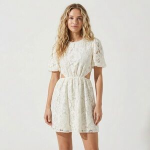 NWT WAYF Ivory Cream Lace Cutout Mini Dress M Bridal Shower Engagement Party